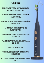 Periuta de dinti electrica sonica RAPAZ® SmilePro V8pro, 48000Hz, Autonomie 360 zile, Roz - imagine 10