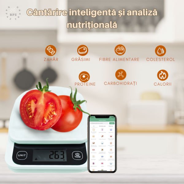 Cantar de bucatarie inteligent RPZ NutriScale , 24 indici nutritionali