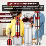 Mixer vertical 4 in 1 RAF, Blender multifunctional, Putere de 600W, Capacitate 600 ml, Accesorii incluse - imagine 6