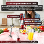 Mixer vertical 4 in 1 RAF, Blender multifunctional, Putere de 600W, Capacitate 600 ml, Accesorii incluse - imagine 8