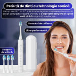 Periuta de dinti sonica electrica reincarcabila pentru adulti, Rapaz, 42000 oscilatii ALB - imagine 3
