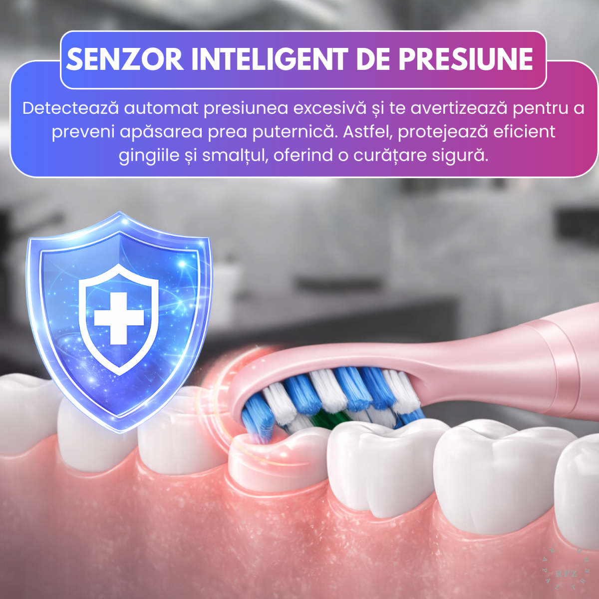 Periuta de dinti electrica sonica RAPAZ® SmilePro V8pro, 48000Hz, Autonomie 360 zile, Roz - imagine 3