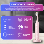 Periuta de dinti electrica sonica RAPAZ® SmilePro V8pro, 48000Hz, Autonomie 360 zile, Roz - imagine 7