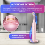 Periuta de dinti electrica sonica RAPAZ® SmilePro V8pro, 48000Hz, Autonomie 360 zile, Roz - imagine 8